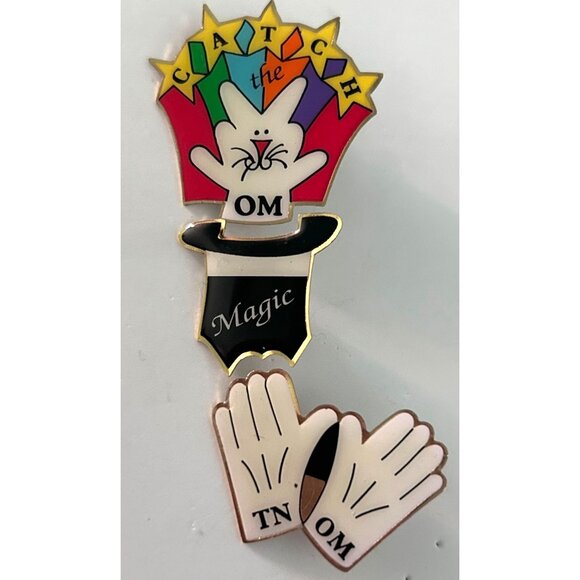 Vintage Odyssey of the Mind Tennessee Magic Hands Hat Rabbitt 3 Pin Set - Picture 1 of 3
